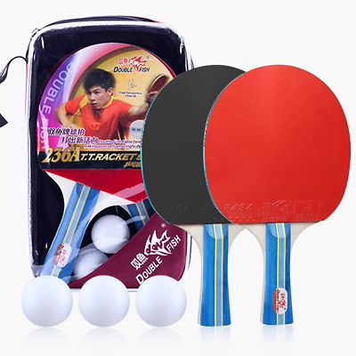 DOUBLE FISH Ping Pong Paddle Set, ITTF Approved Rubber 2 Pla