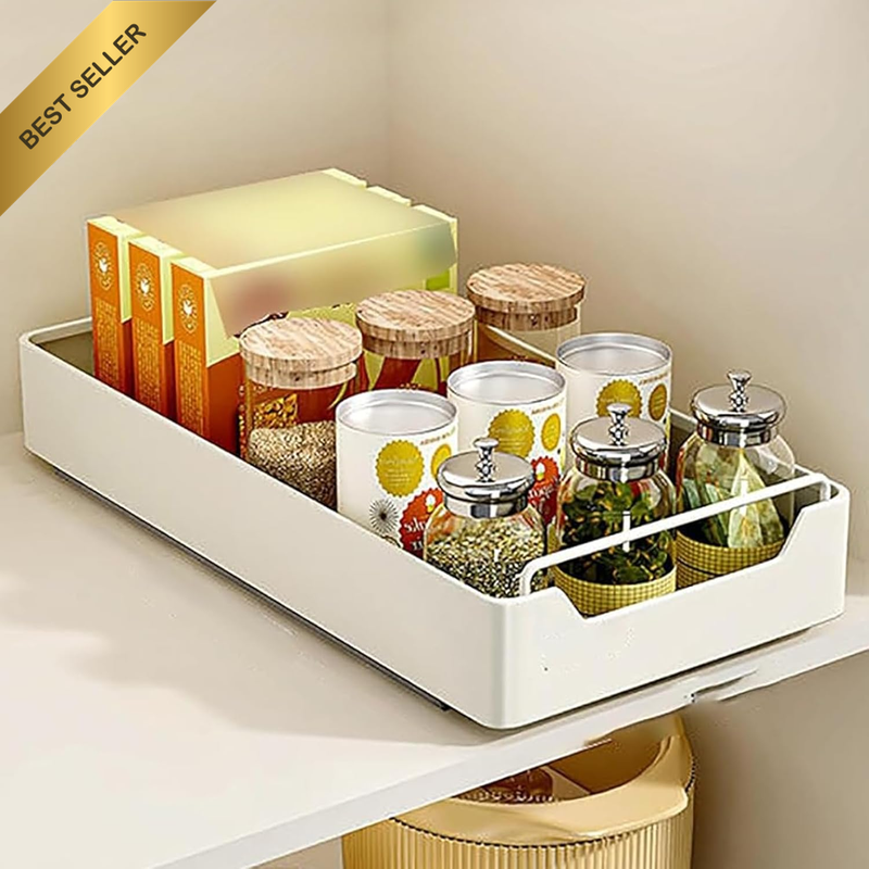 Pull Out Cabinet Organizer, Slide Out Drawers with Adhesive Nano Film & Slide Ra