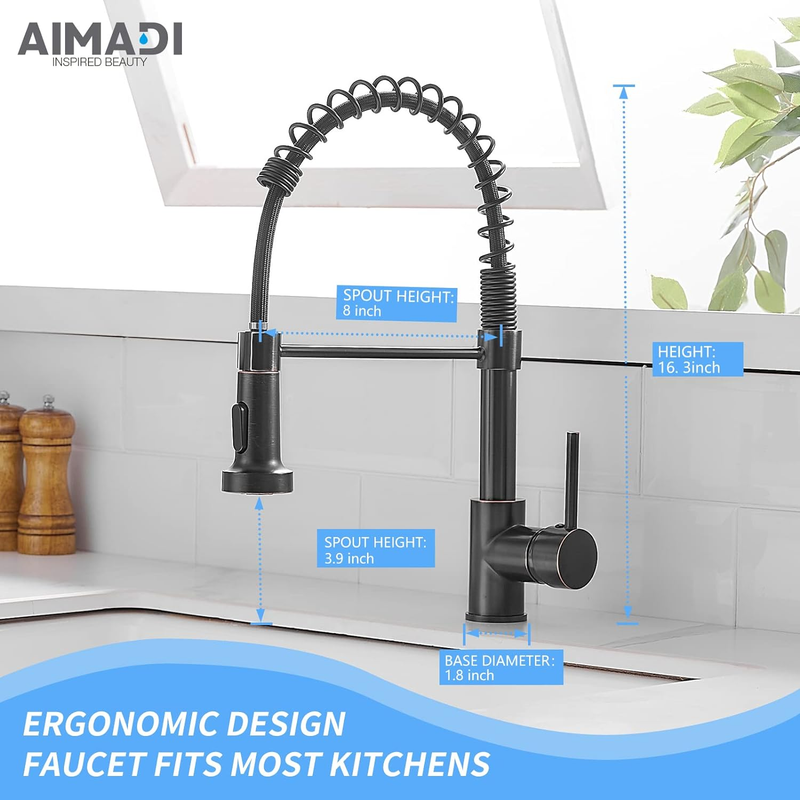 Oil Rubbed Bronze Kitchen Faucet -  Commercial Single Handle Single Hole Bronze