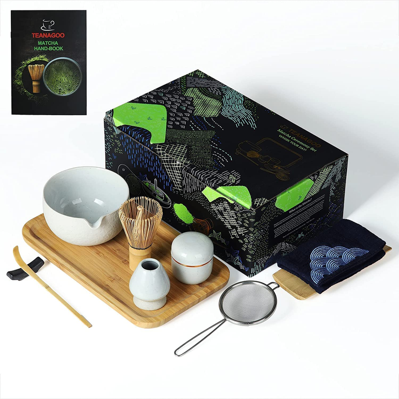With Bamboo Tray, Matcha Whisk Set, Matcha Bowl