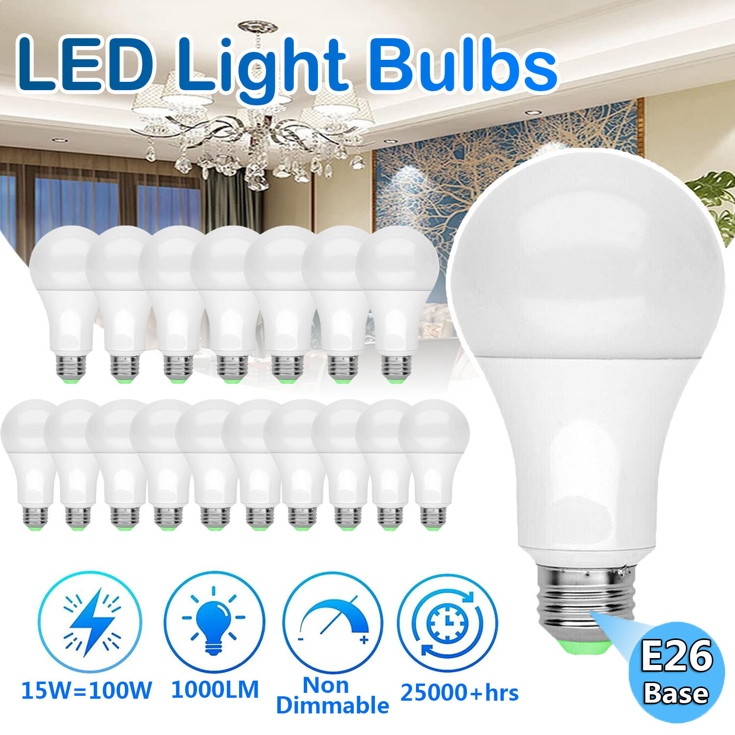 15w Eq.100w Daylight A19 6500k Non-dimmable E26 Replacement 