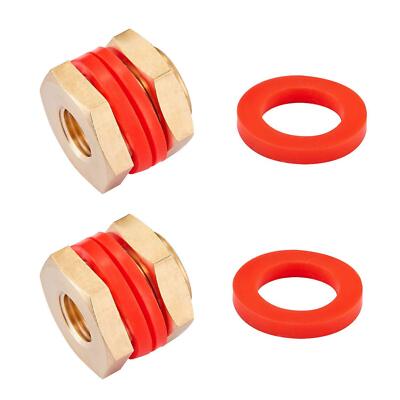 Litorange 2 PCS Brass Bulkhead Coupling Both End 1/4'' NPT Female,Outer Diameter 