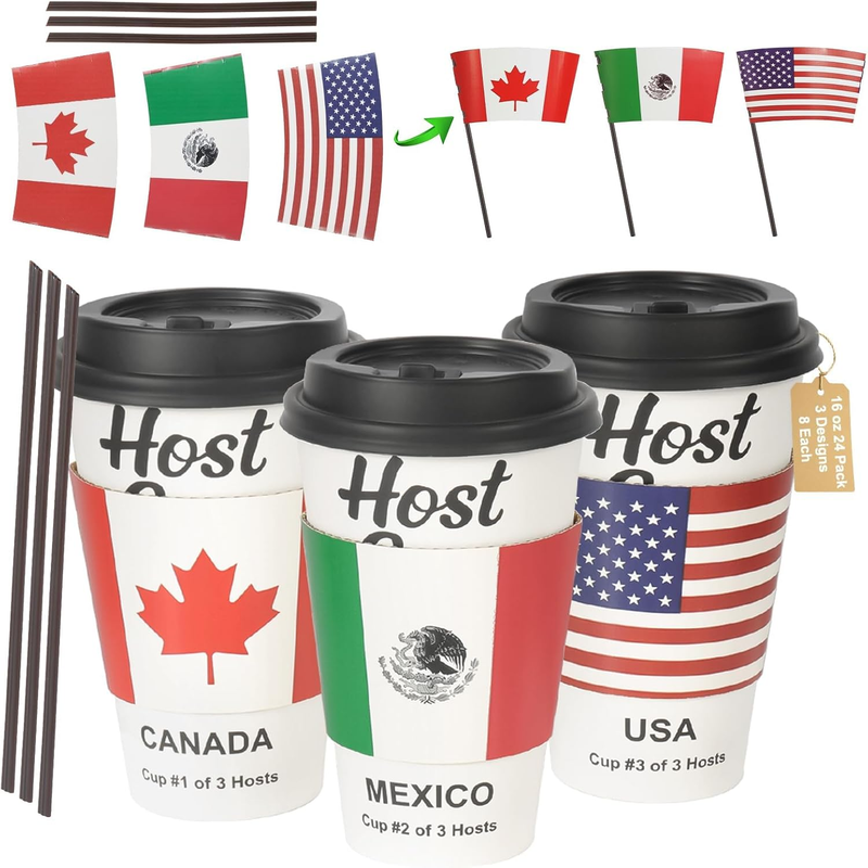 16 Oz Cheersleeve Host Cup, Celebrating World Soccer Tournament Hosts Canada Mex