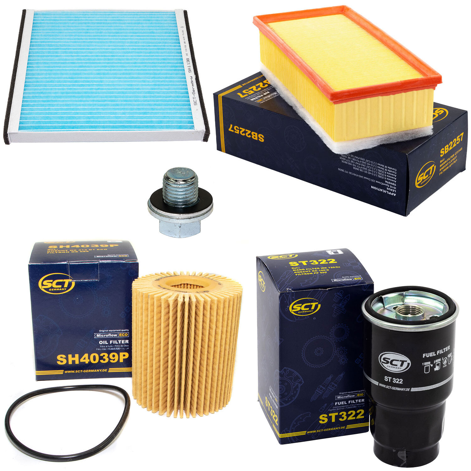 Filter Set Kraftstoff-ÖL-Luft-Innenraum + schraube für Toyota Corolla Verso 2.2 