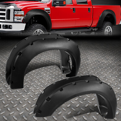 [4ШТ]ДЛЯ 11-16 F250 F350 С ТЕКСТУРОЙ, МАТОВО-ЧЕРНЫЕ НАКЛАДКИ НА КОЛЕСНЫЕ ДИСКИ С КАРМАННЫМИ ЗАКЛЕПКАМИ