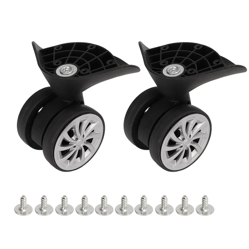 1 Pair Suitcase Casters Nylon Black Luggage Wheels for Replacement Upgrade Trave