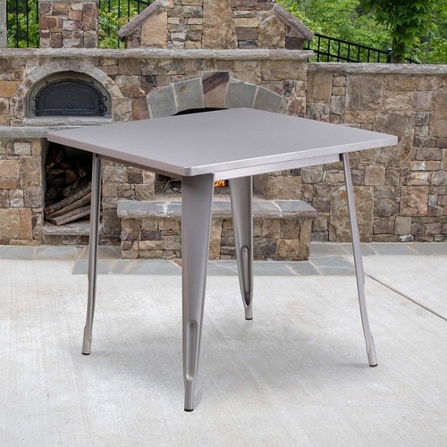 Pre-owned Flash Furniture Felix Commercial Grade 31.5" Square Square, Silver