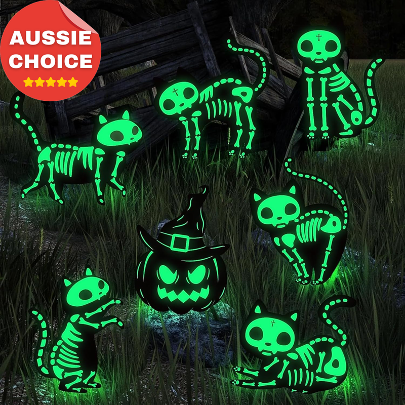 7 Pcs Glow in the Dark Halloween Yard Signs Outdoor Decorations Set