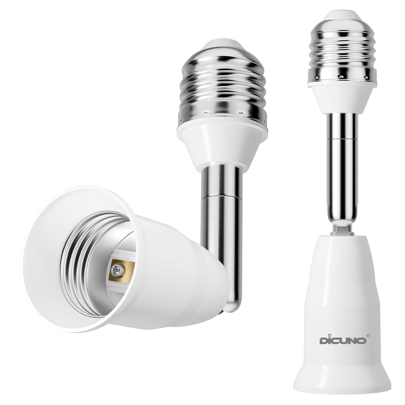 E26 Adjustable Light Socket Extender, 4.5-Inch Extension, 350° Rotation & 180° B