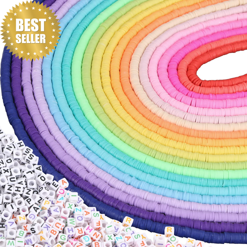 Clay Beads, 6700 Pcs Clay Beads for Bracelets Making Include Alphabet Letter Bea