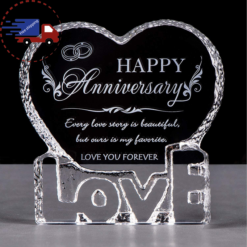 Wedding Anniversary Romantic Gift for Her, Crystal Happy Anniversary for Wife