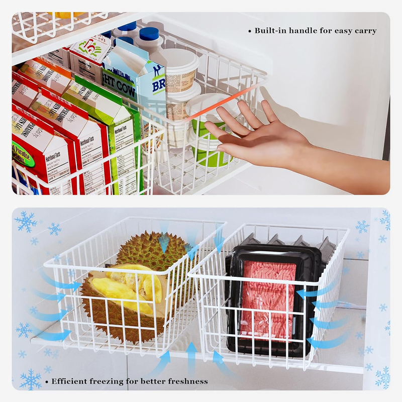 Freezer Organizer Bins, Universal Freezer Baskets for Chest Freezer and Upright