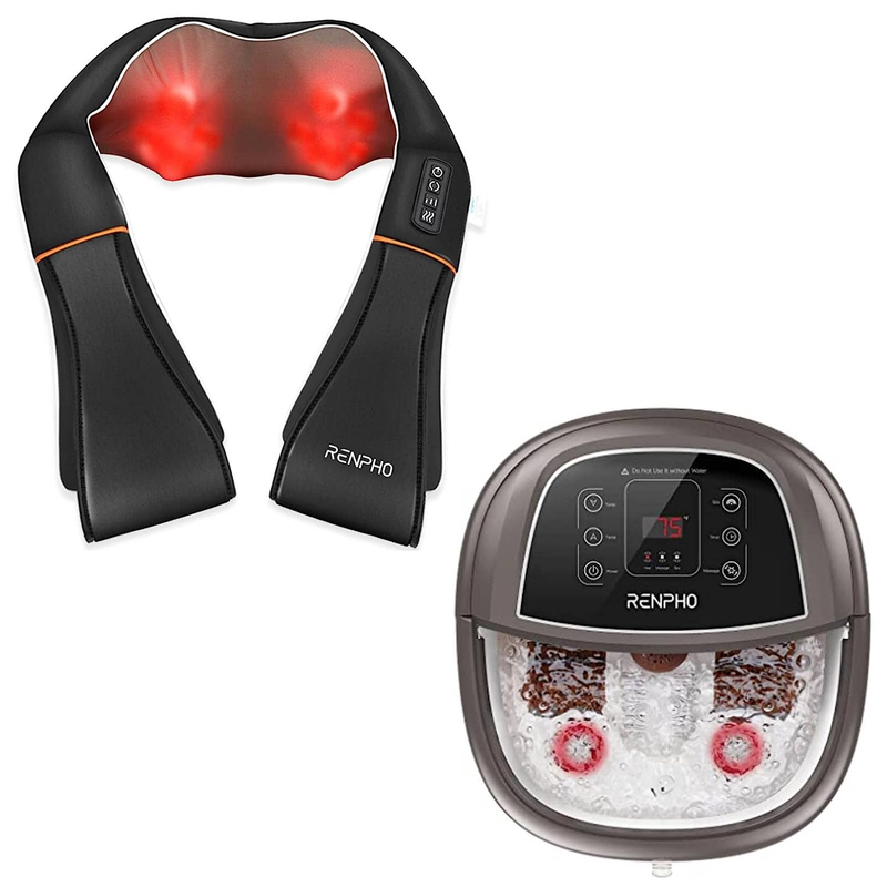 Shiatsu Neck and Shoulder Back Massager with Heat & Foot Spa