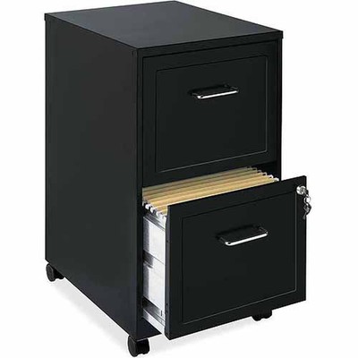 Lorell 2 Drawers Steel Vertical Lockable Filing Cabinet Black