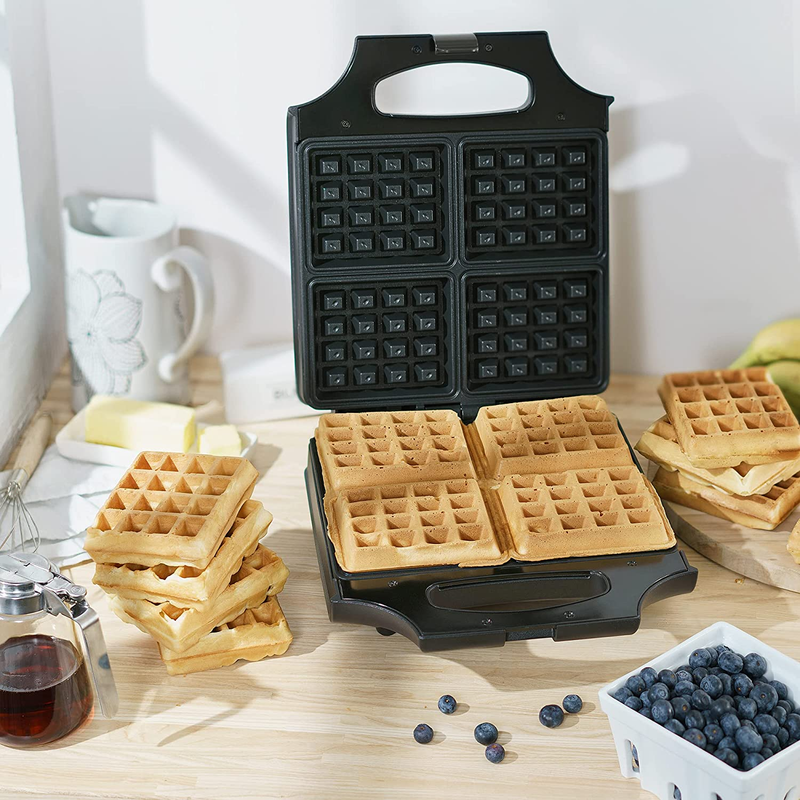 4 Slice Non-Stick Belgian Waffle Maker Breakfast Iron Kitchen Heavy, Easily Wipe
