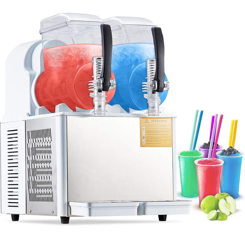Slushy Machines, 2.1 Gal Margarita Machine for Slushies Margaritas Beverages, Commercial Slushy Machine 2 Tanks, Frozen Drinks Smoothie Machine Stainless Steel for Supermarkets Cafes Bars