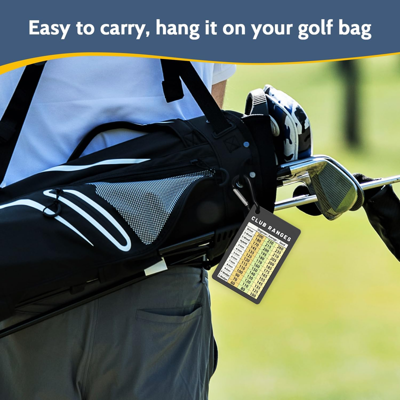 Golf Club Range Chart Card, Easy Carry with Credit Card Size, Durable Golf Yarda