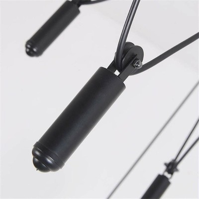 T&A 6 Arms Spider Lamps with Pulley and Industrial Cage Lampshade Vintage Edi...