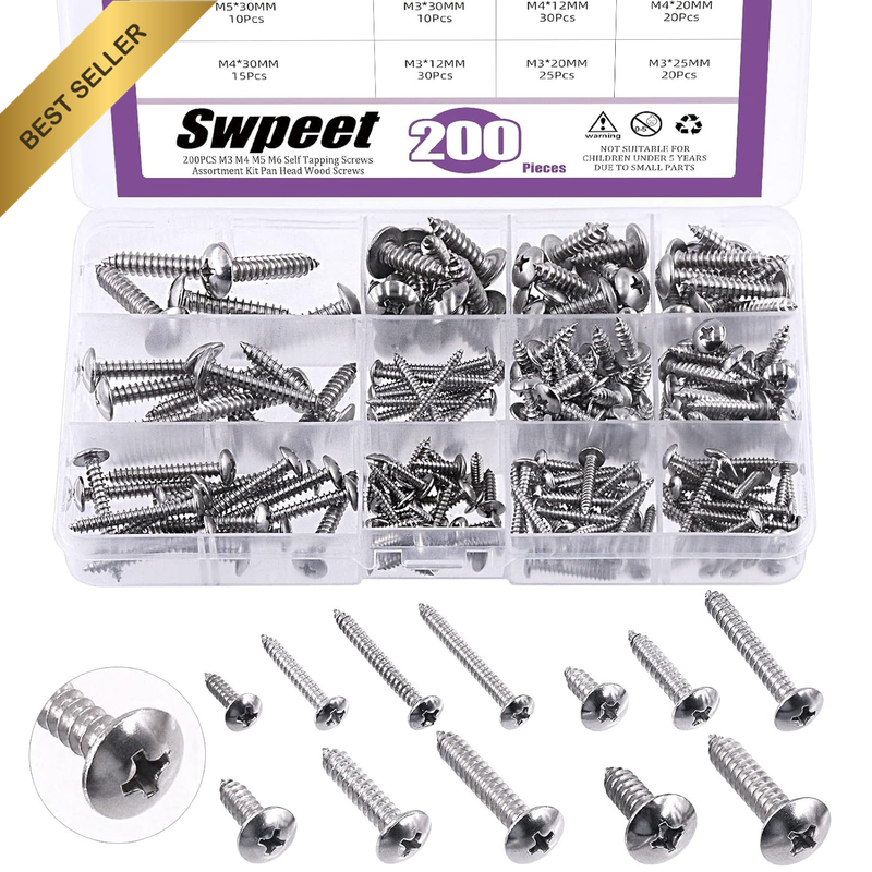304 Stainless Steel Phillips Truss Head Self Tapping Screws Phillips Cross Drive