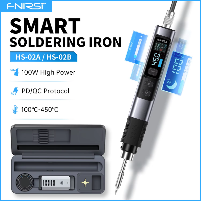 HS-02 Adjustable Temperature Soldering Iron DC 20V 100-450℃ Welding Solder Rewor