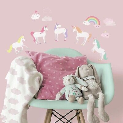 UNICORN MAGIC wall stickers 23 decals room decor mythical horse rainbow clouds