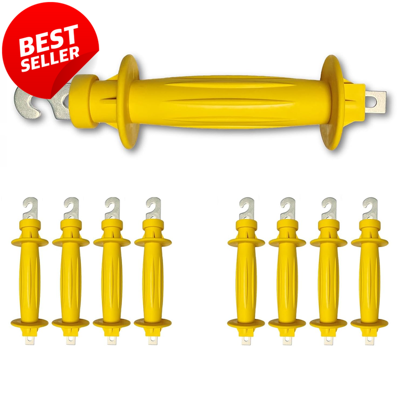 8 Pack Electric Fence Gate Handle Rubber Insulated Spring Yellow Heavy Duty - US