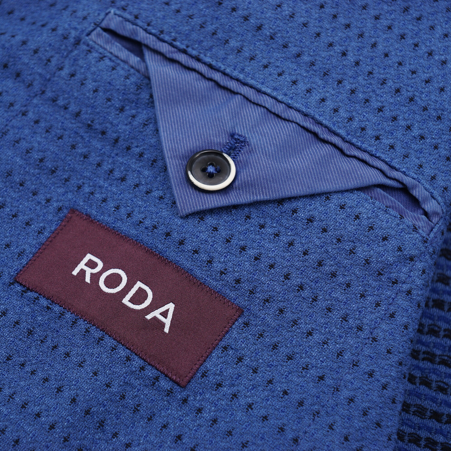 Pre-owned Roda Soft-constructed Mid Blue Dot Print Woven Cotton Sport Coat 42 (eu 52)