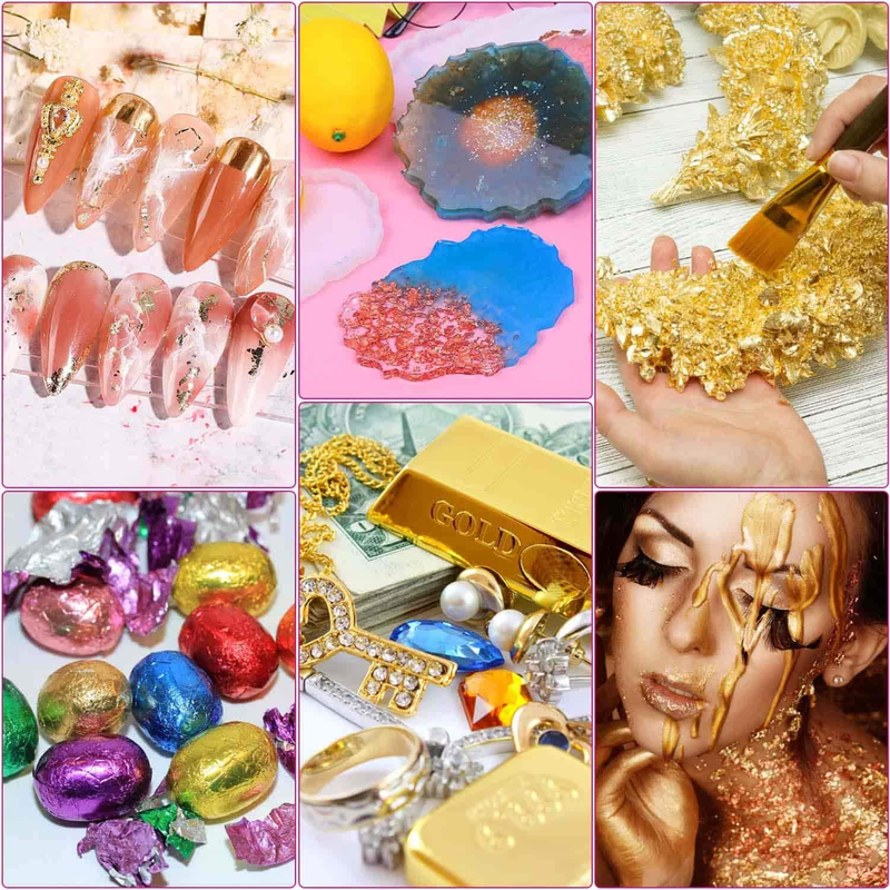 Gold Flakes for Resin,  15 Grams Gold Foil for Nails, Gold Foil Flakes Imitation
