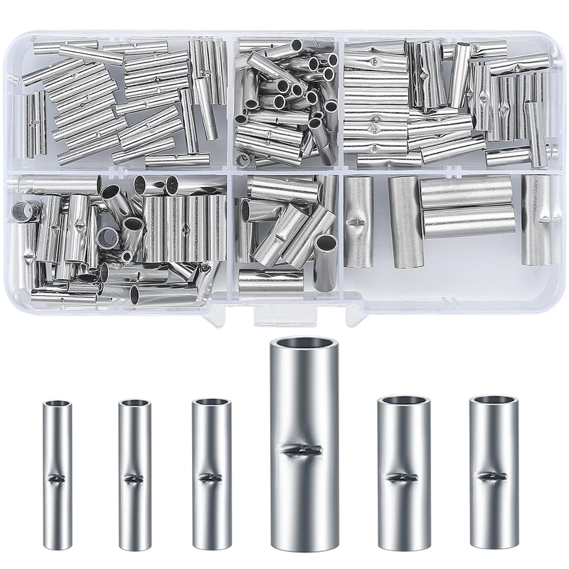 120 Pcs Non Insulated Butt Connectors, Uninsulated Butt Splice Connectors, 22-16