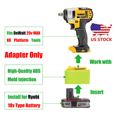 1x Adapter Suitable for DeWalt 20v MAX XR Tools To Ryobi 18v Battery - US STOCK
