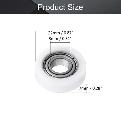 4PCS 5/6/8mmID Nylon Wheel Flat Pulley Bearing Guide Roller Wheel 22-30mmOD