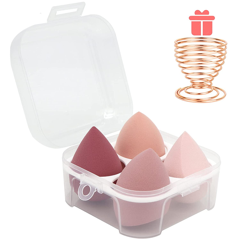 Set De 5 Esponjas De Maquillaje Con Soporte Y Estuche Ideal Crema Polvo Liquido