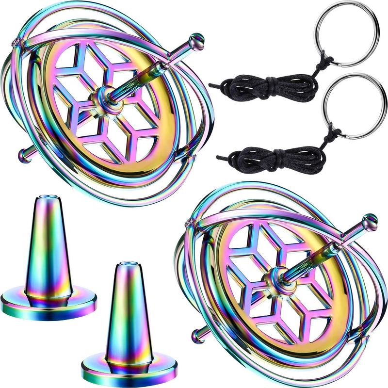 Gyroscope: 2-Pack Metal Anti-Gravity, Spinning Top, Colorful, Educational Toy