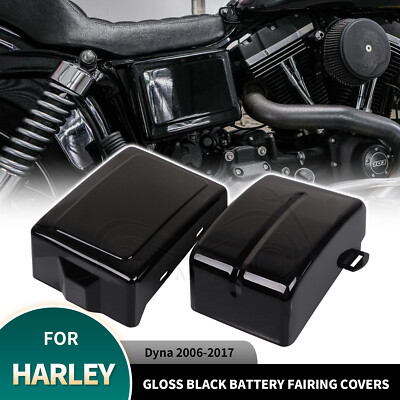 Left Right Gloss Black Battery Fairing Covers For Harley Dyna Super Wide Glide