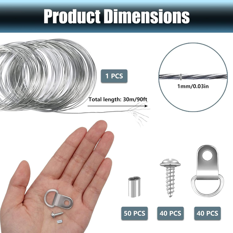 Picture Hanging Wire, 131 Pcs Picture Frame Hanging Wire, Metal Picture Hanging