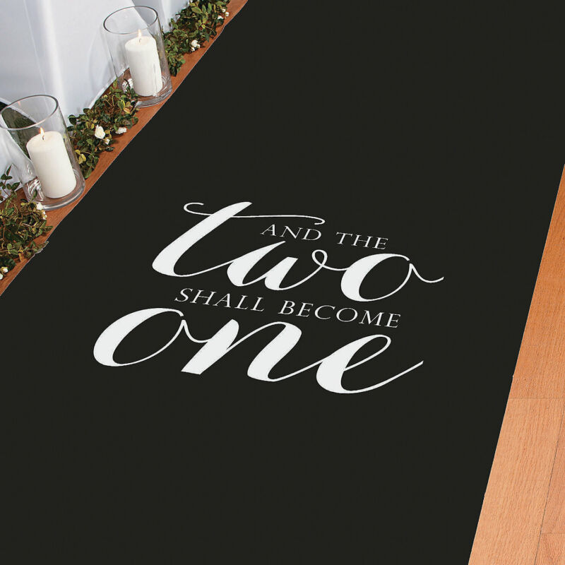 "And Two Become One" Black Aisle Runner, Wedding Decor, 1 Piece