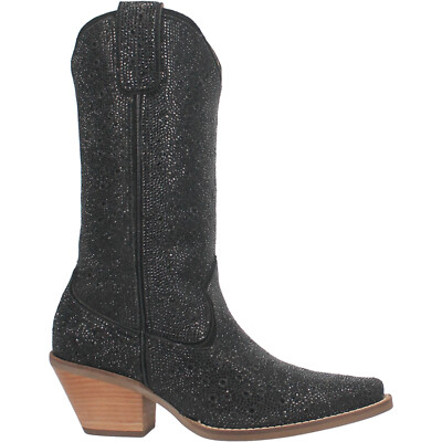 Pre-owned Dingo Womens Silver Dollar Black Leather Fashion Boots