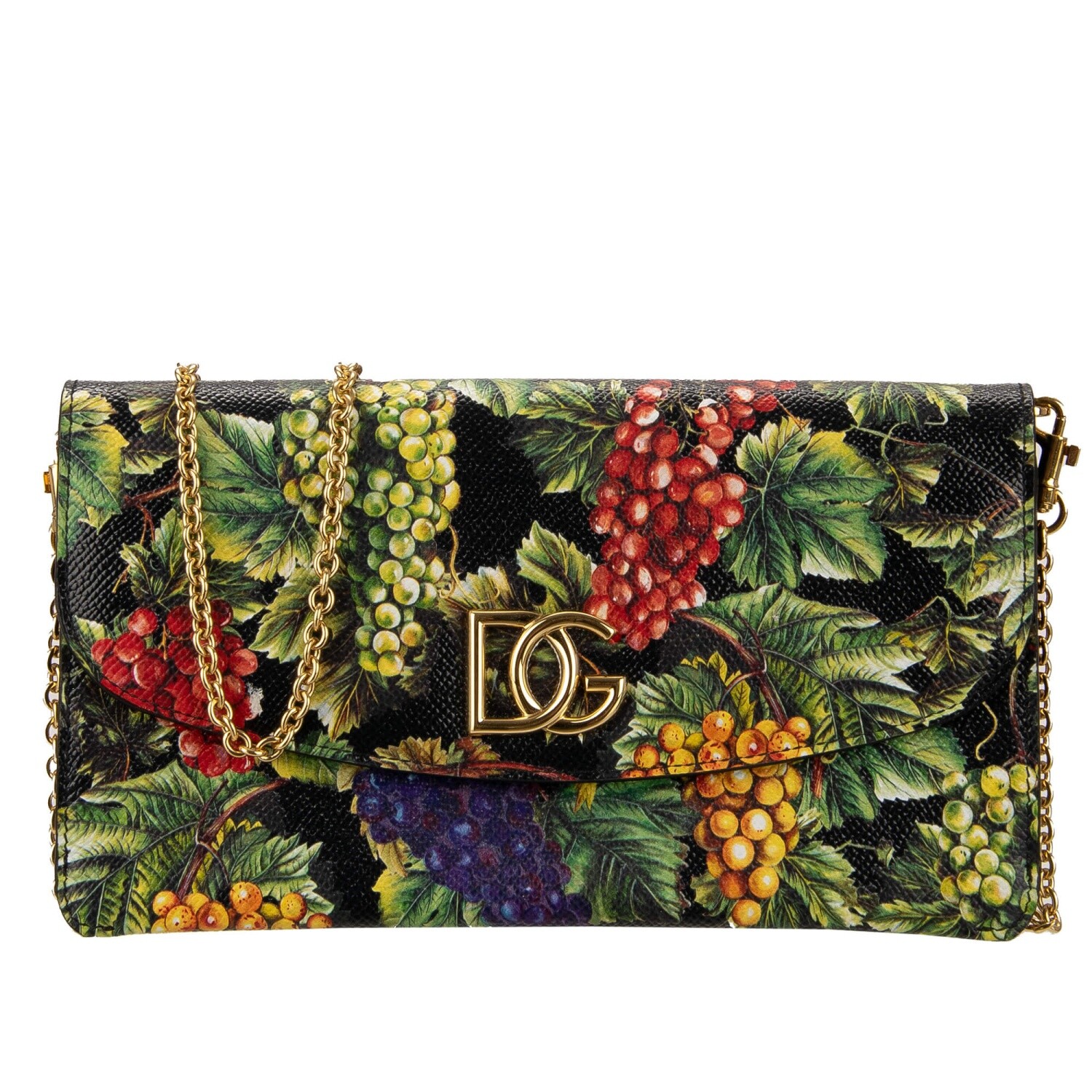 

DOLCE - GABBANA Кожаный клатч-клатч с логотипом DG Grape, черный, зеленый, 12760