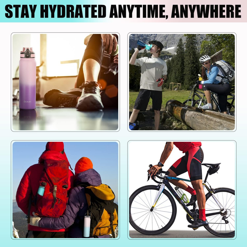 Insulated Water Bottle 32Oz Stainless Steel Water Bottles with Straw for Adults