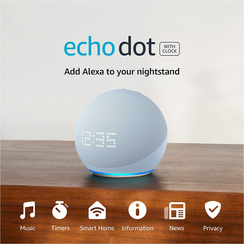 Echo Dot (5Th Gen) with Clock | Compact Smart Speaker with Alexa and Enhanced LE