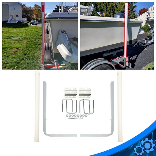 Пара 60 лодочных прицепов Оцинкованная направляющая на столбе Комплект с крышками для стоек из ПВХ белого цвета