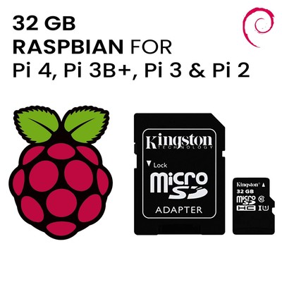 32 GB Class 10 MicroSD Card Pre-loaded with Latest Raspbian for the Raspberry Pi