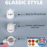 HAOTOP 12oz Sugar Bowl with Lid and Spoon,Ceramic Sugar Jar Sugar Dispenser Sugar Container Coffee Bar Accessories, Kitchen Countertop Canisters, White