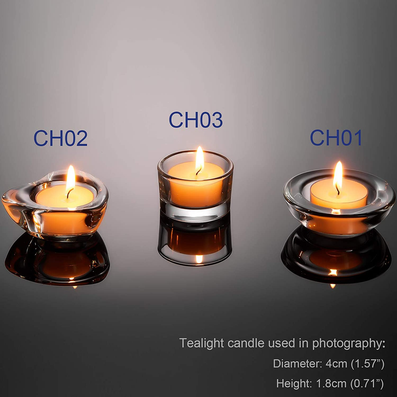 Clear Tealight Candle Holders - Set of 24, round Chunky Glass Candle Holder, 3"