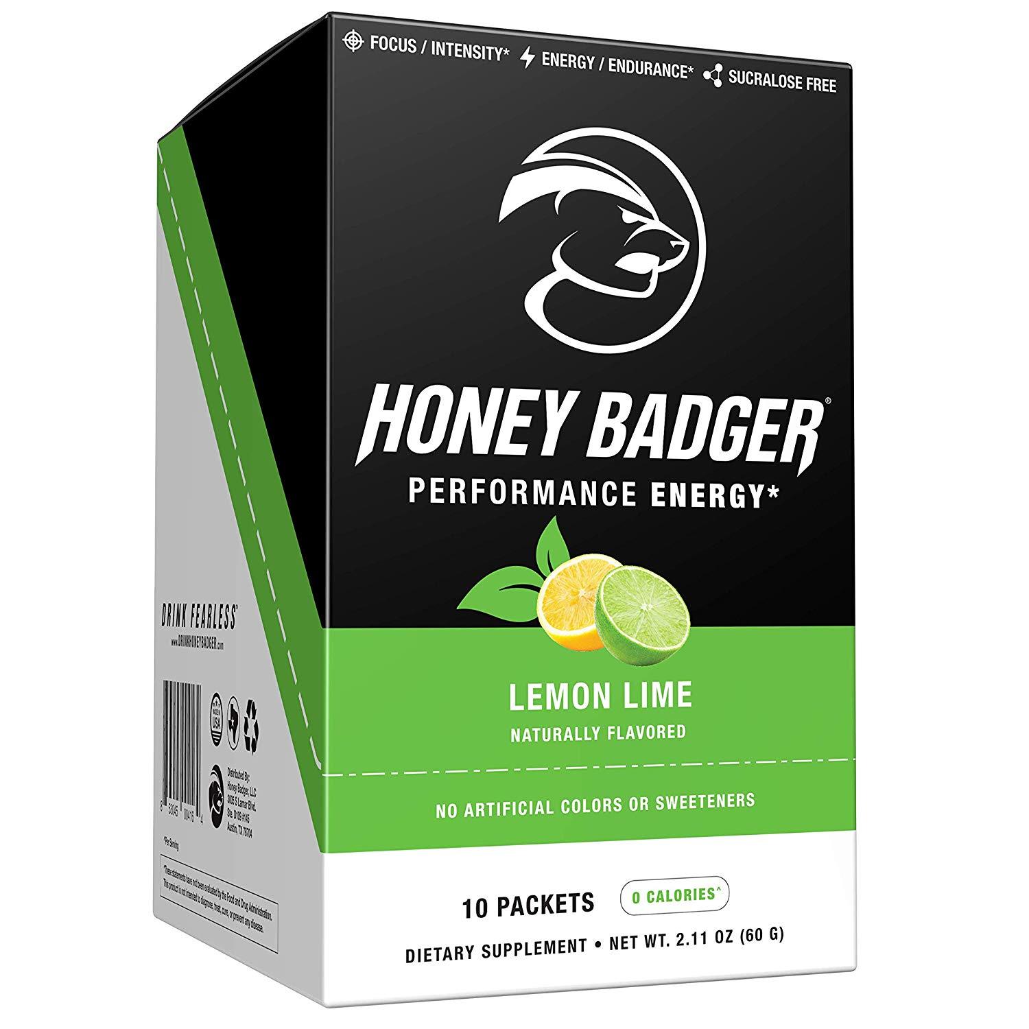 Honey Badger Performance Energy Natural Pre Workout Lemon