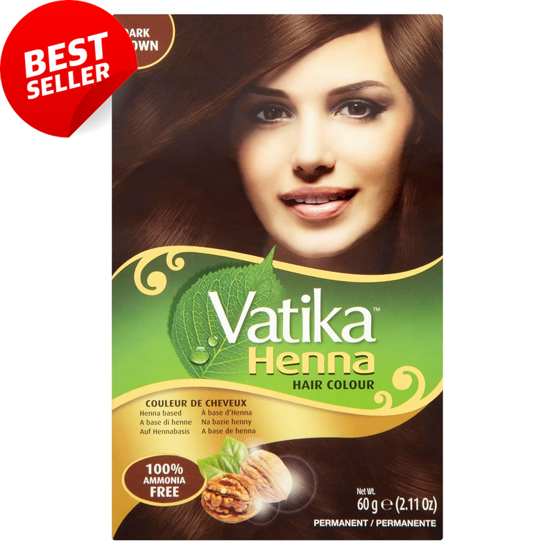 Henna Hair Color Dark Brown 6x10g Ammonia Free Dye 100% Grey Coverage