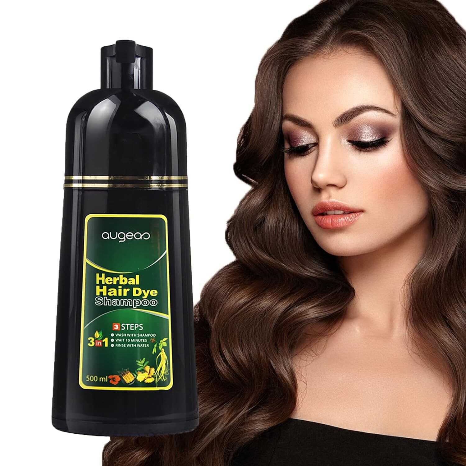 Dark Brown 3-In-1 Hair Color Shampoo Instant Dye Gray Hair Coverage 17.6 Fl Oz