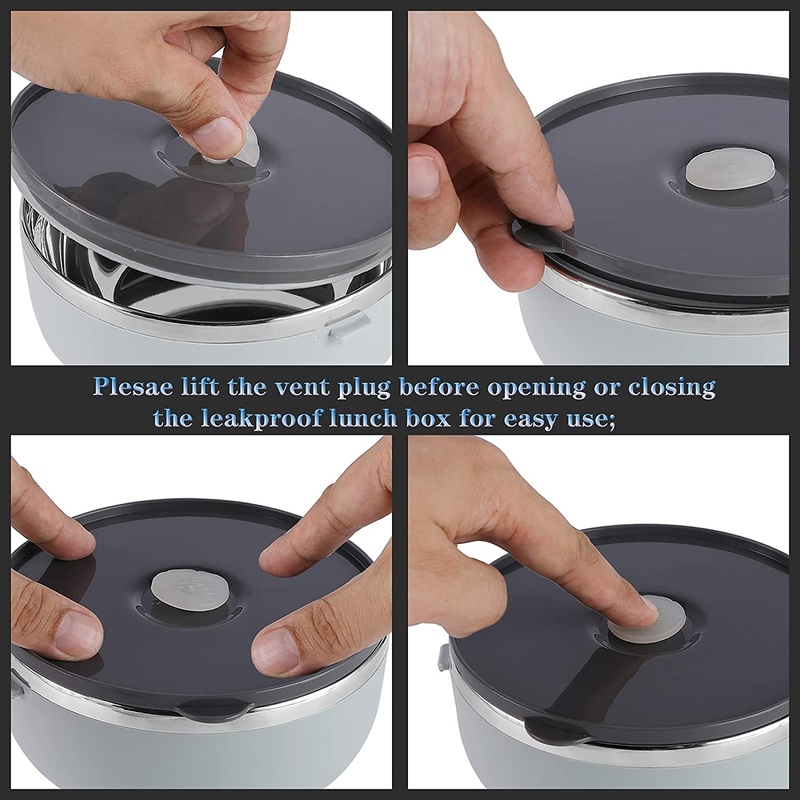 3 Layer - Stainless Steel Bento Box Adult Lunch Box, Leak-Proof Thermal Food Con