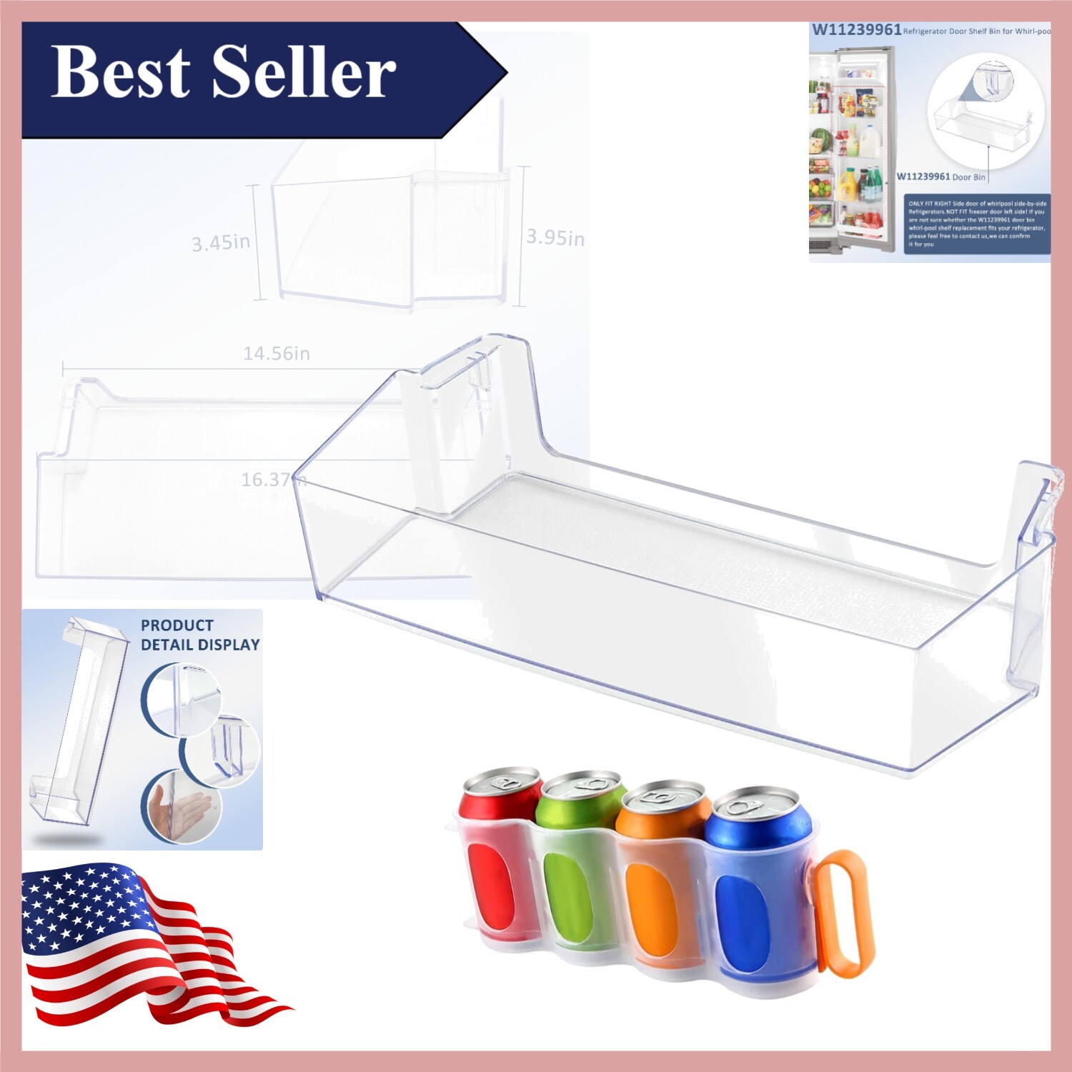 Space-Saving Refrigerator Door Bin Replacement with Portable
