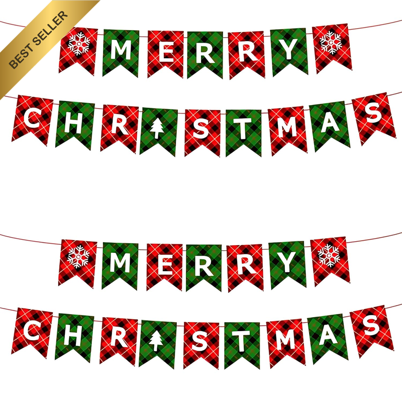 3M Christmas Banner Festive Santa Snowman Tree Home Office Party Decor
